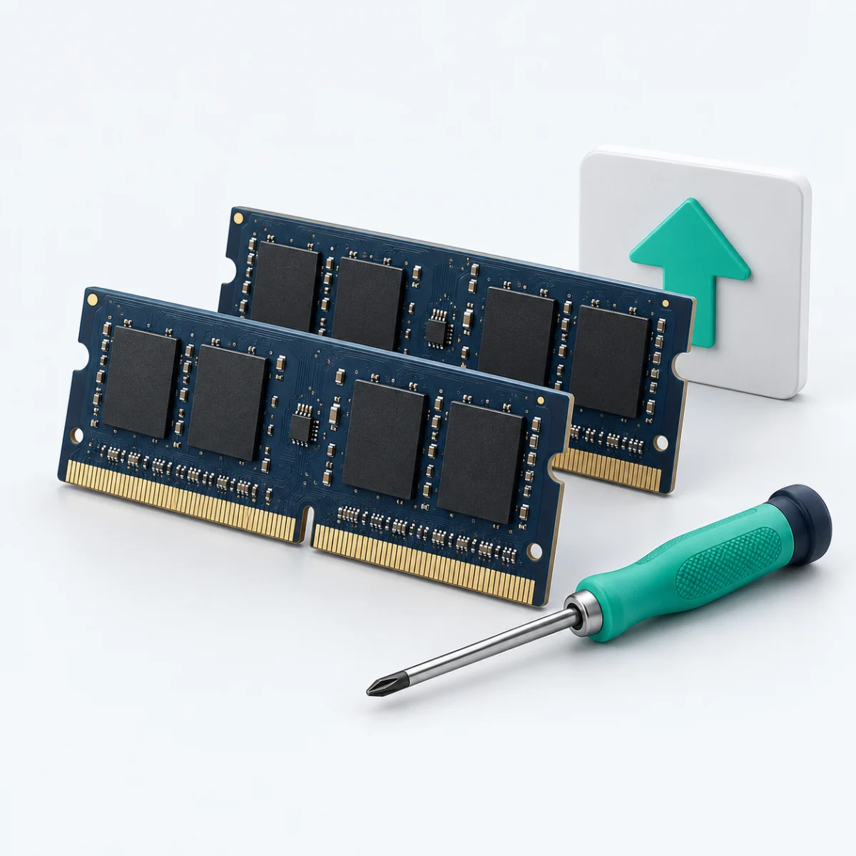 Arbeitsspeichermodule und Schraubendreher für den RAM-Einbau – KI-generierte Illustration
