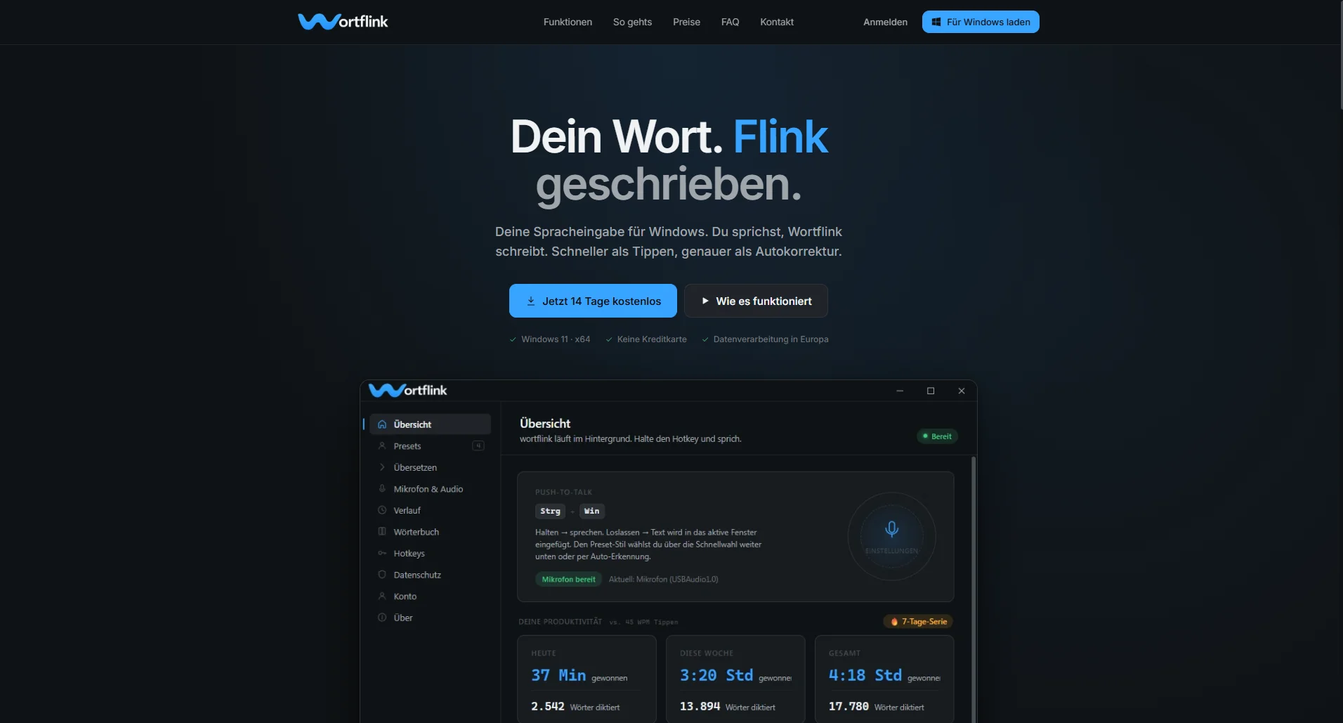 Einblick in Wortflink