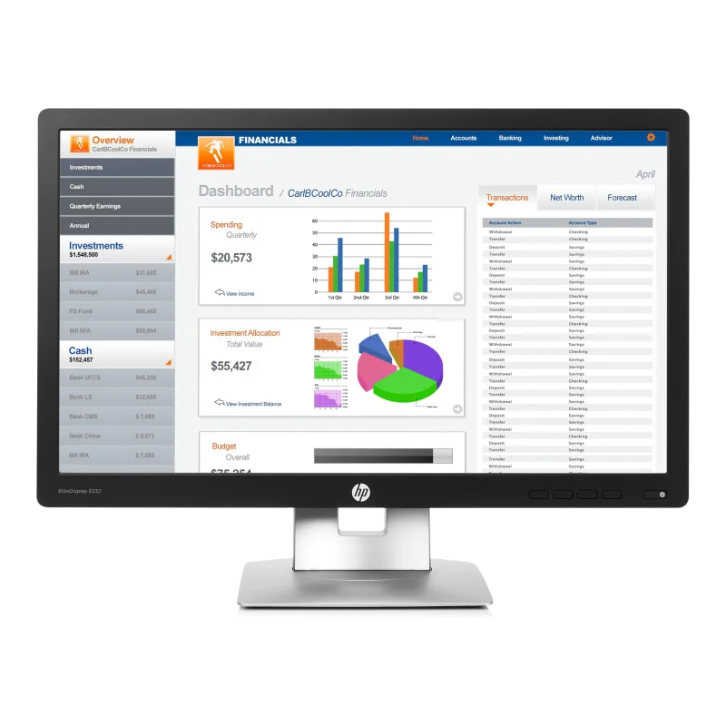 HP EliteDisplay E232 Schwarz-Silber